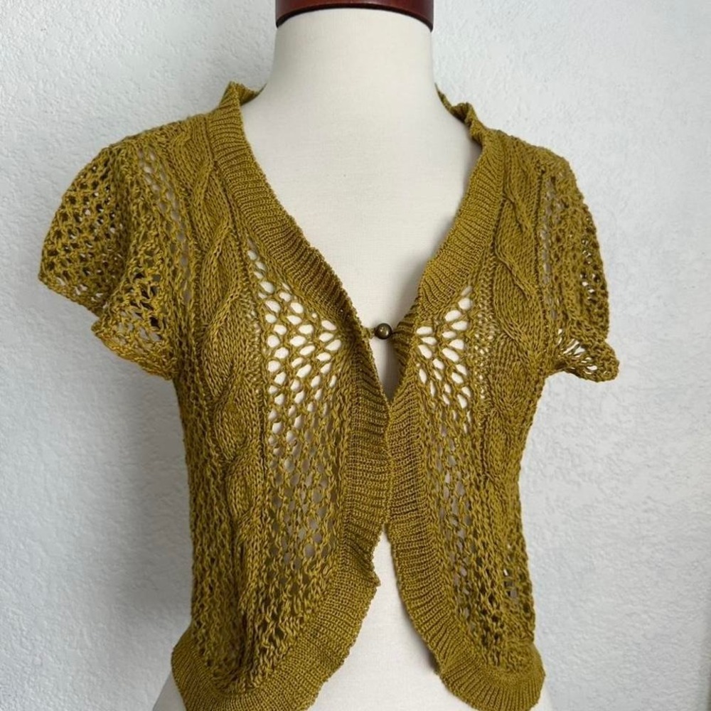 Jetezo Golden Yellow Crochet‎ Knit Shruf Coquette Boho Resort